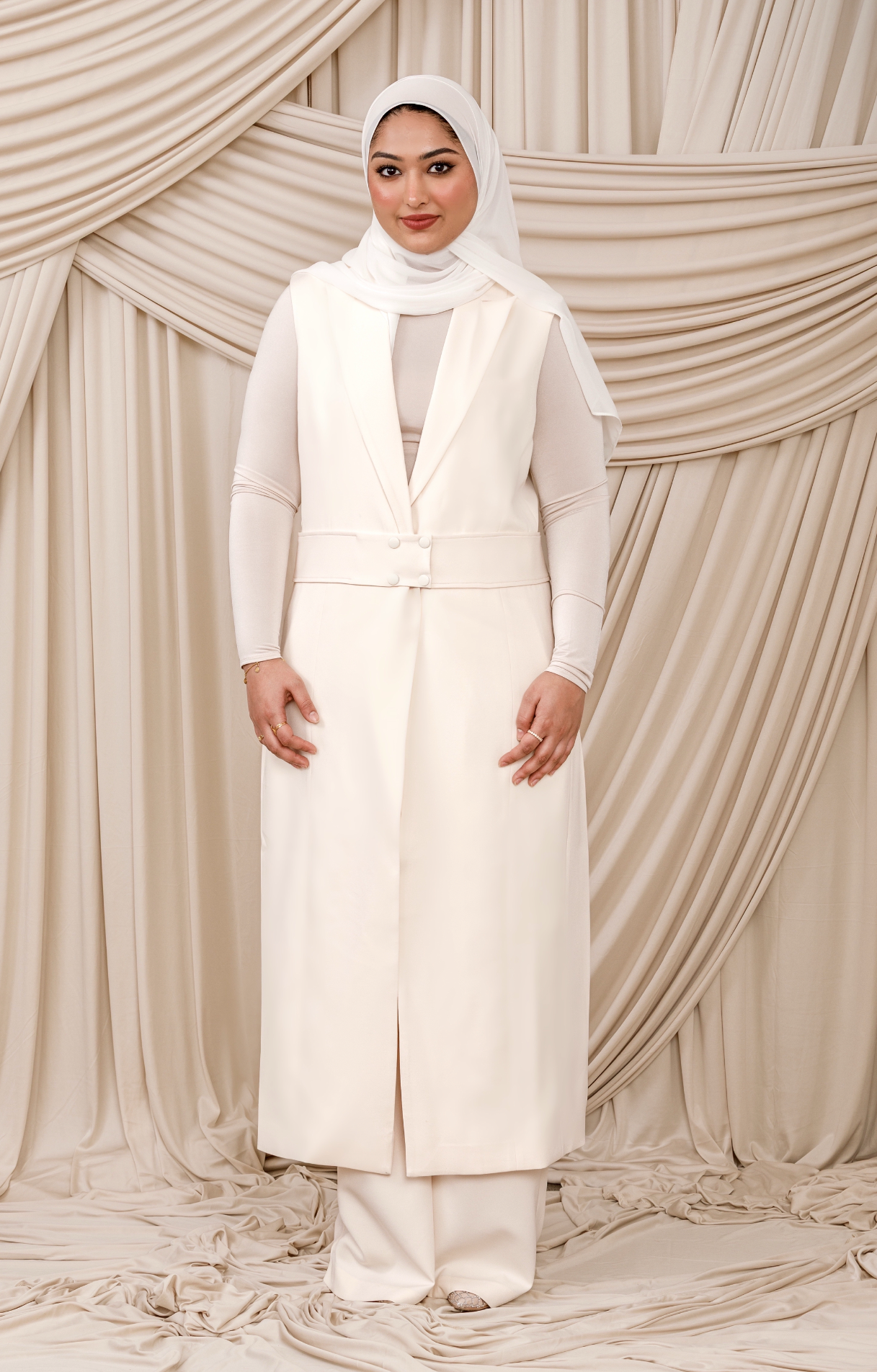 Cream Floor Length Vest