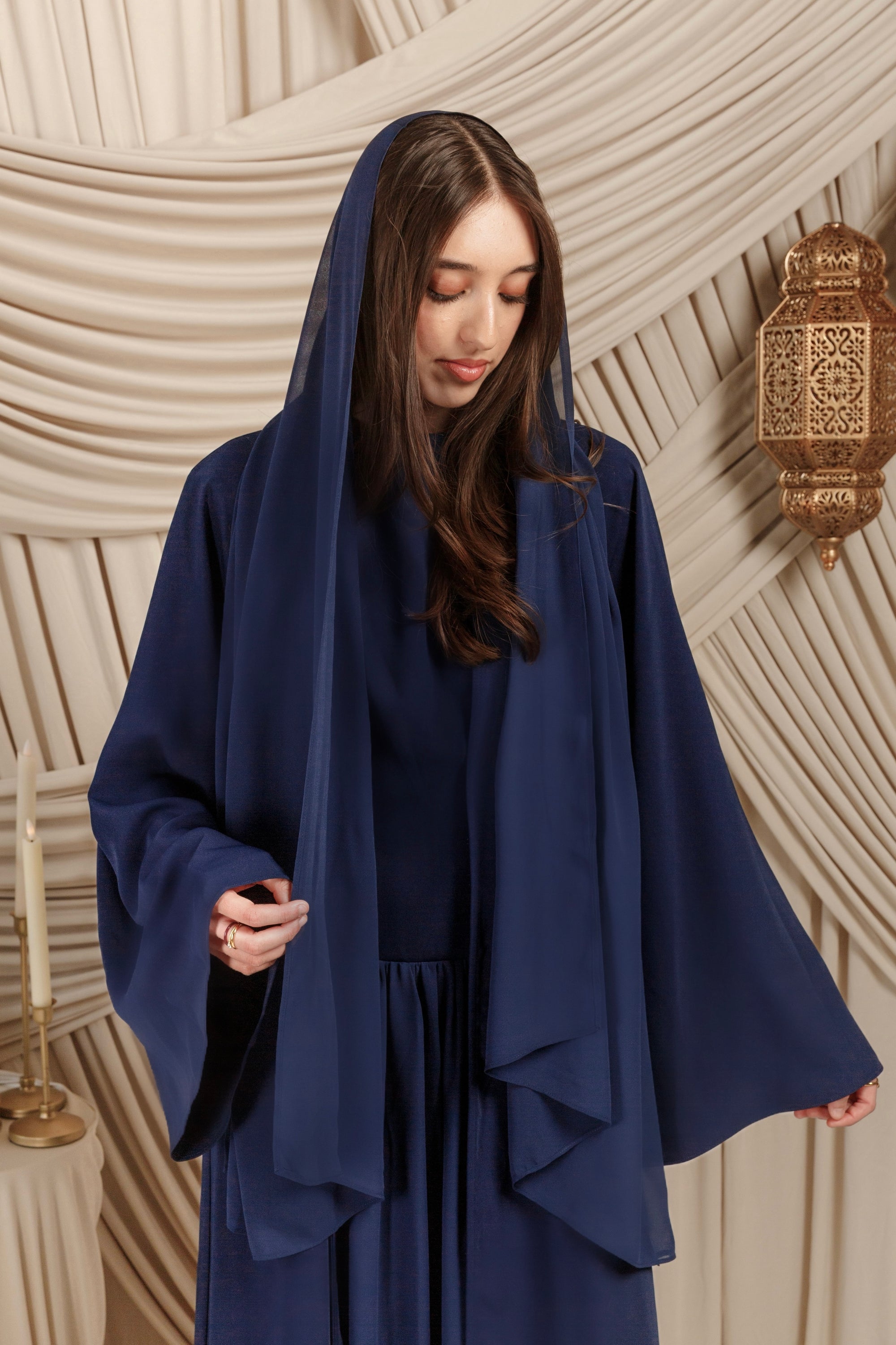 Midnight Navy Low Waisted Abaya Set (2 pcs) - Final Sale