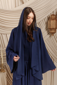 Midnight Navy Low Waisted Abaya Set (3 pcs)
