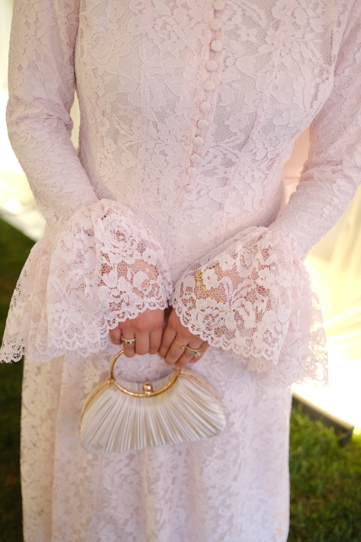 Pink Bell Sleeve Lace Dress