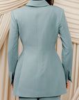 Sage Blue Peplum Buttoned Blazer