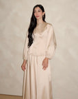 Vanilla Gold Embellished Satin Peplum Set