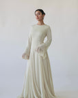 Honeydew Pleated Slit Gown