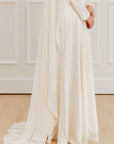 Ivory Embellished Chiffon Cape Gown