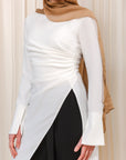 White Asymmetric Slit Tunic