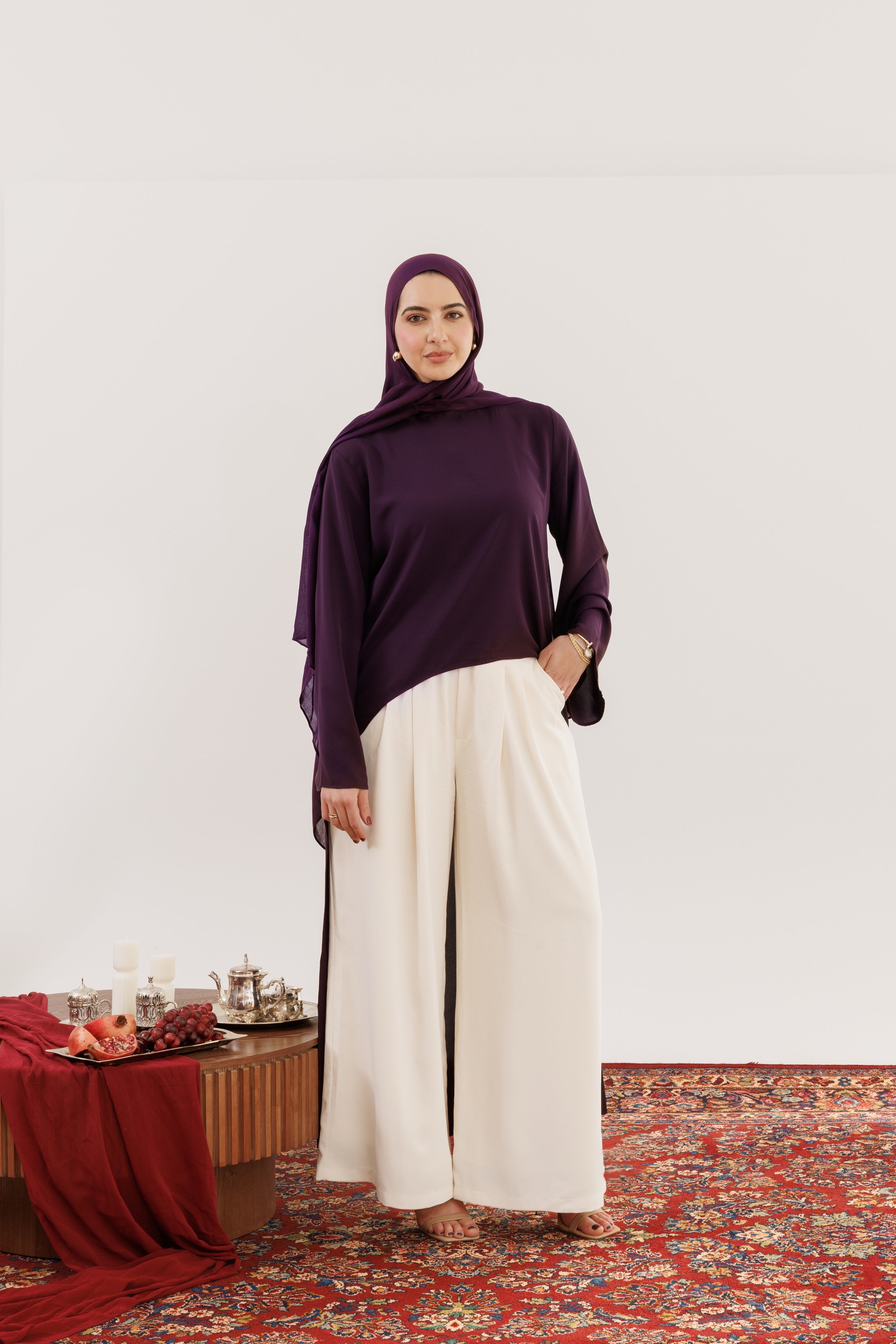 お値下げ♪未使用【SEEALL】TWISTED SLEEVE TUNIC Purple High-Low Tunic – Summer Evenings
