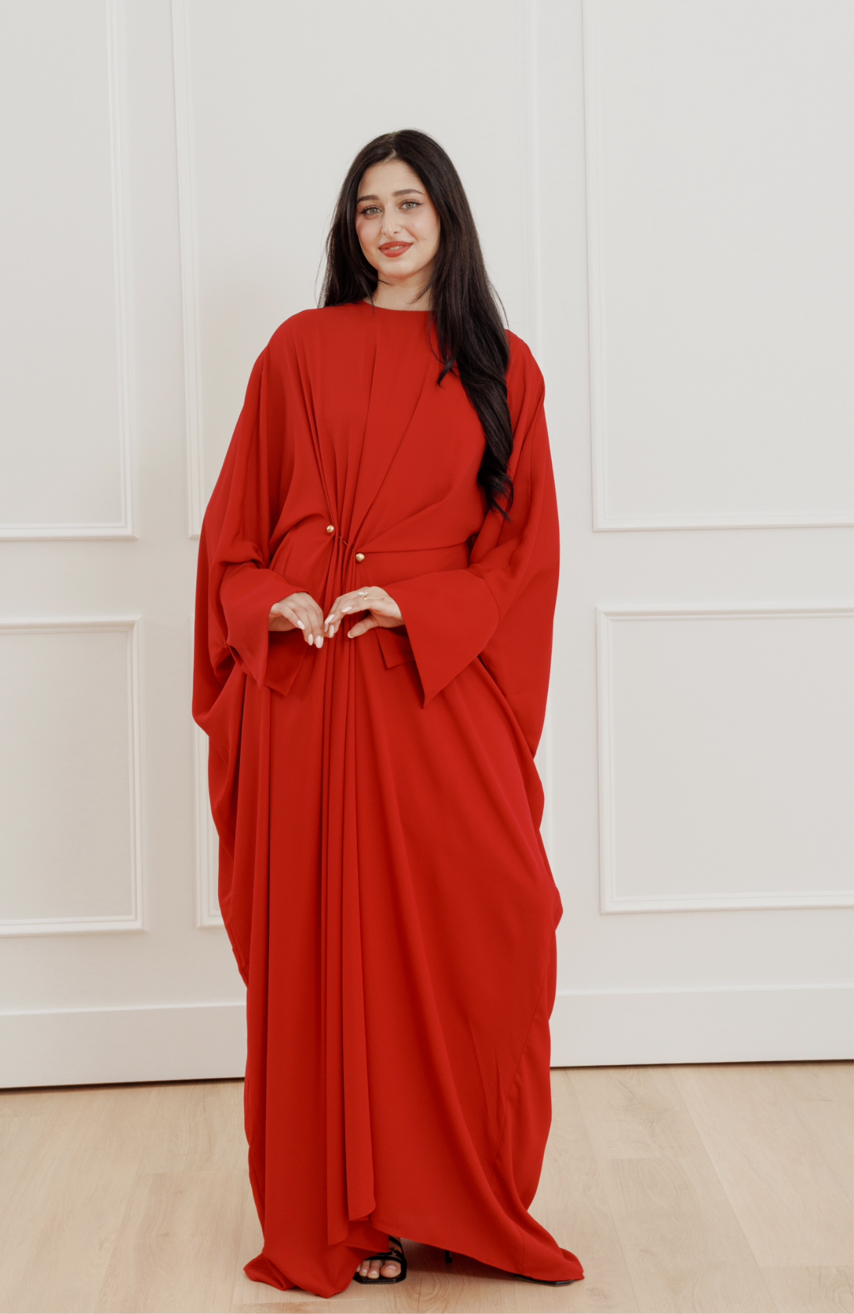 fitted lace wedding dress Middle East Muslim women's dress Abaya solid color elegant open long s –  PRINGBUD ISLAMIC CLOTHING main image 0