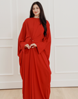 Red Draped Hardware Kaftan