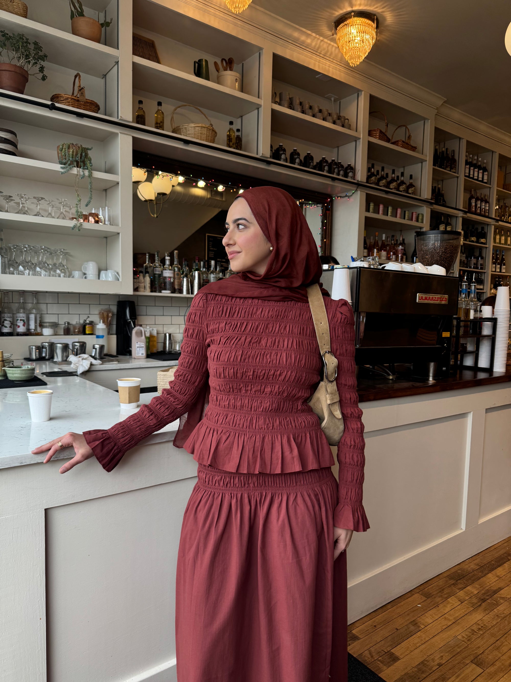 All Spice Ruched Peplum Top