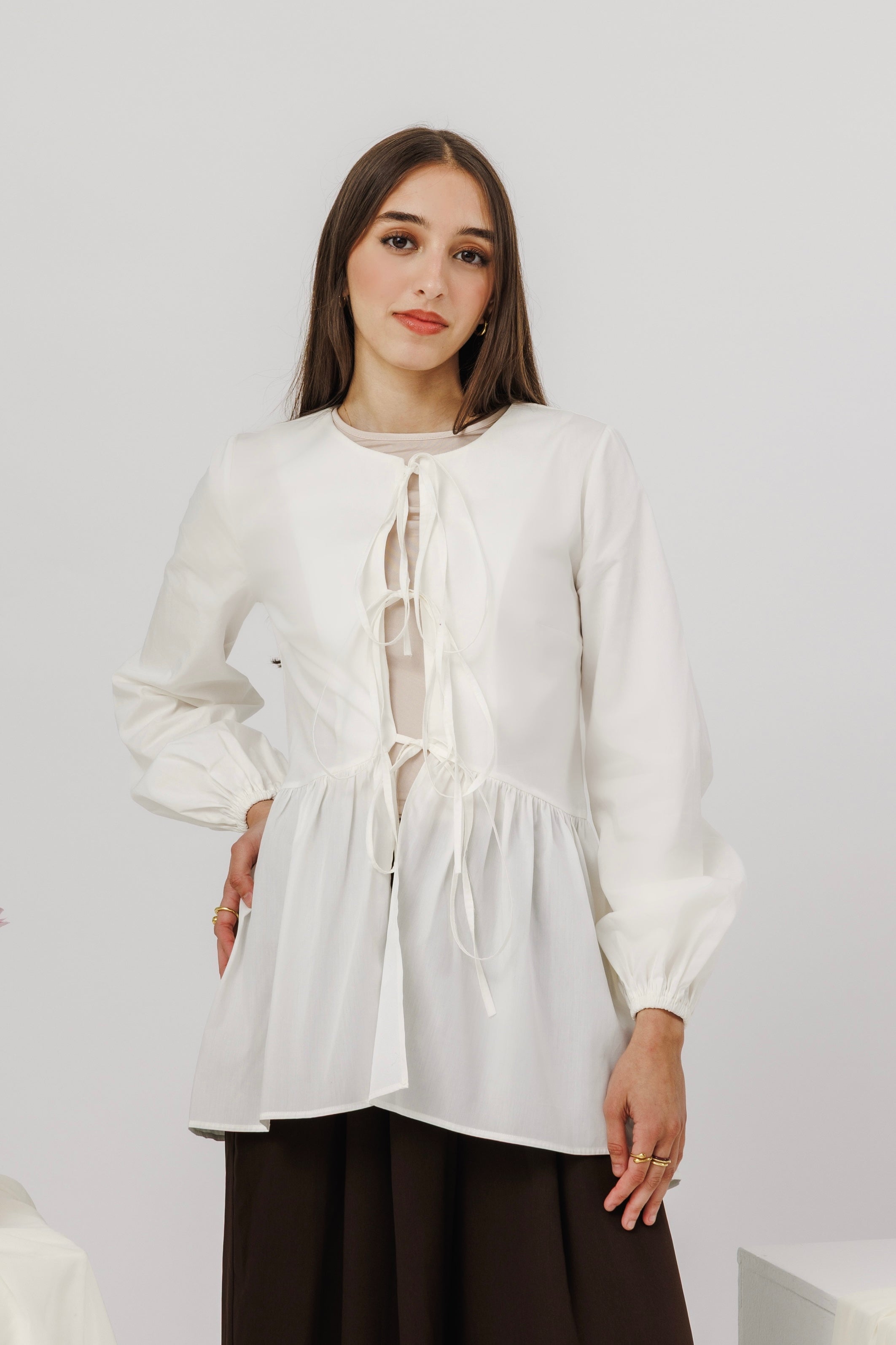 White Bow Tie Tunic