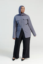 Load image into Gallery viewer, Charcoal Gray Utility Slit Tunic- Final Sale
