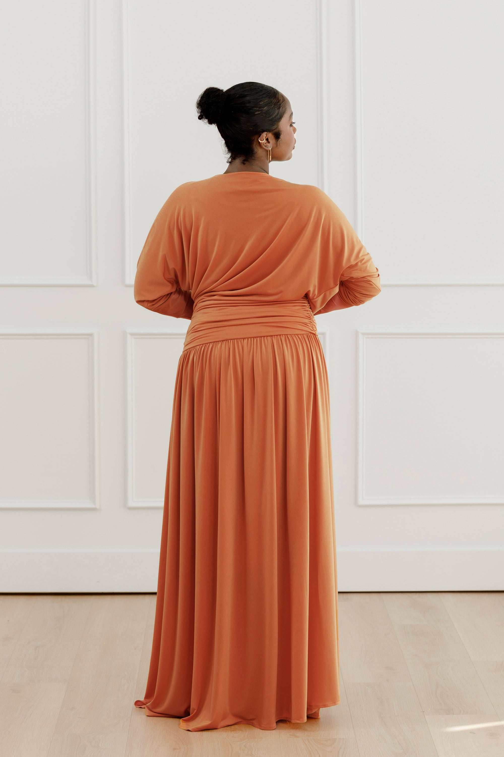 Orange Batwing Jersey Maxi Dress