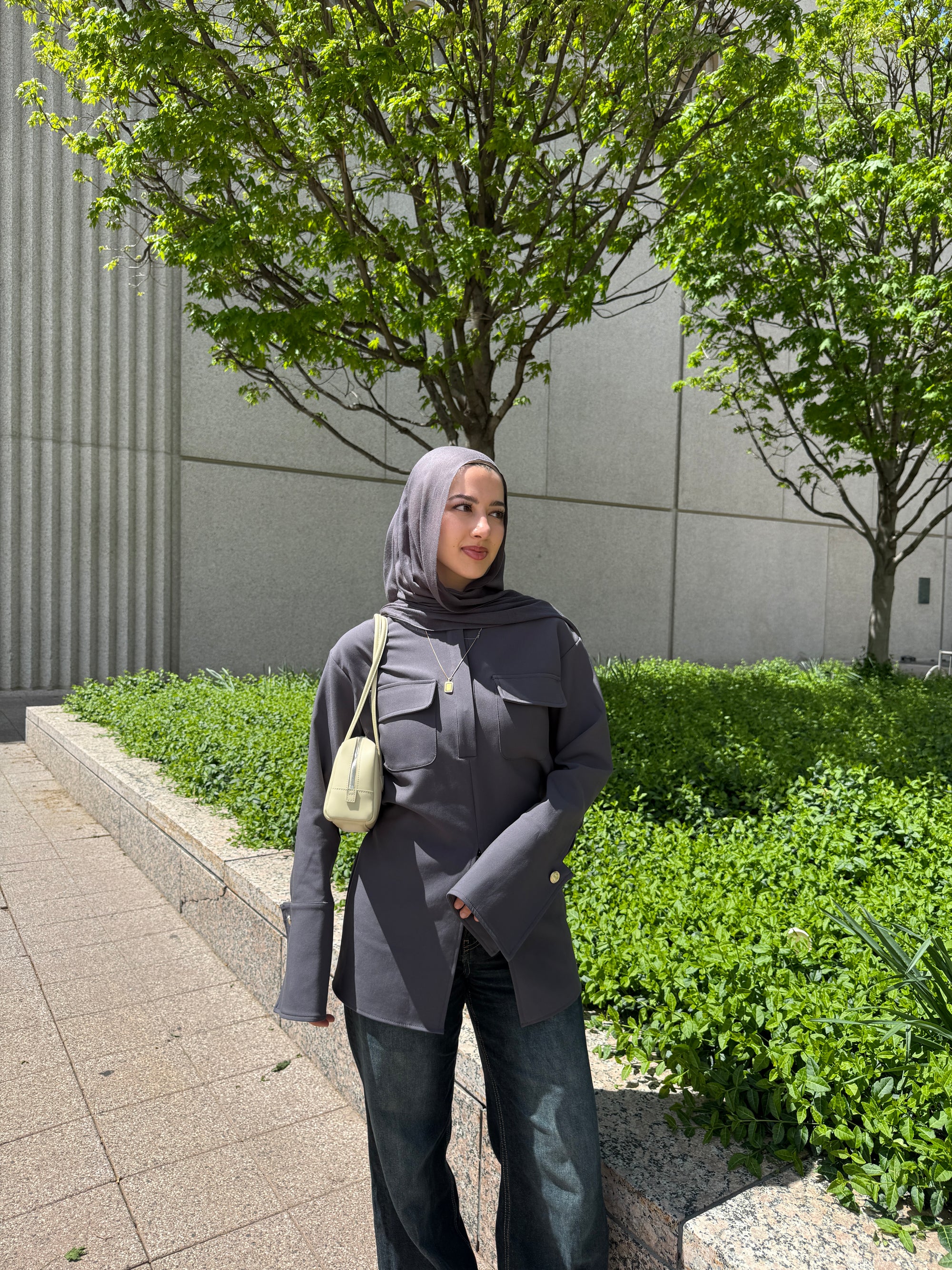 Charcoal Gray Utility Slit Tunic- Final Sale