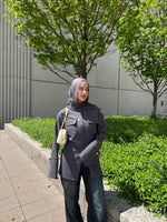 Load image into Gallery viewer, Charcoal Gray Utility Slit Tunic- Final Sale

