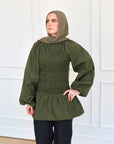 Dark Moss Cotton Smocked Tunic