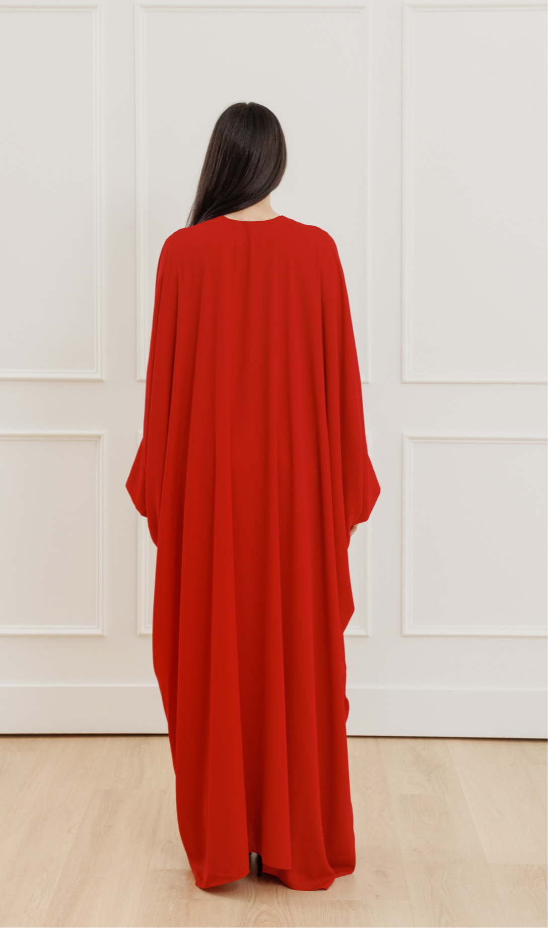 Red Draped Hardware Kaftan- Hijabi Modest Evening Gown Eid Ramadan Outfit  Abaya – Summer Evenings