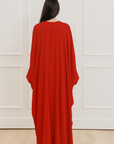 Red Draped Hardware Kaftan