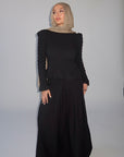 Black Ruched Top & Maxi Skirt Set