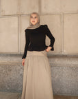 Khaki Cotton Low Waisted Skirt