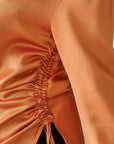 Burnt Orange Satin Ruched Tunic