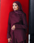 Burgundy Buttoned Blazer Tunic