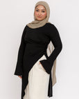 Black Asymmetric Slit Tunic