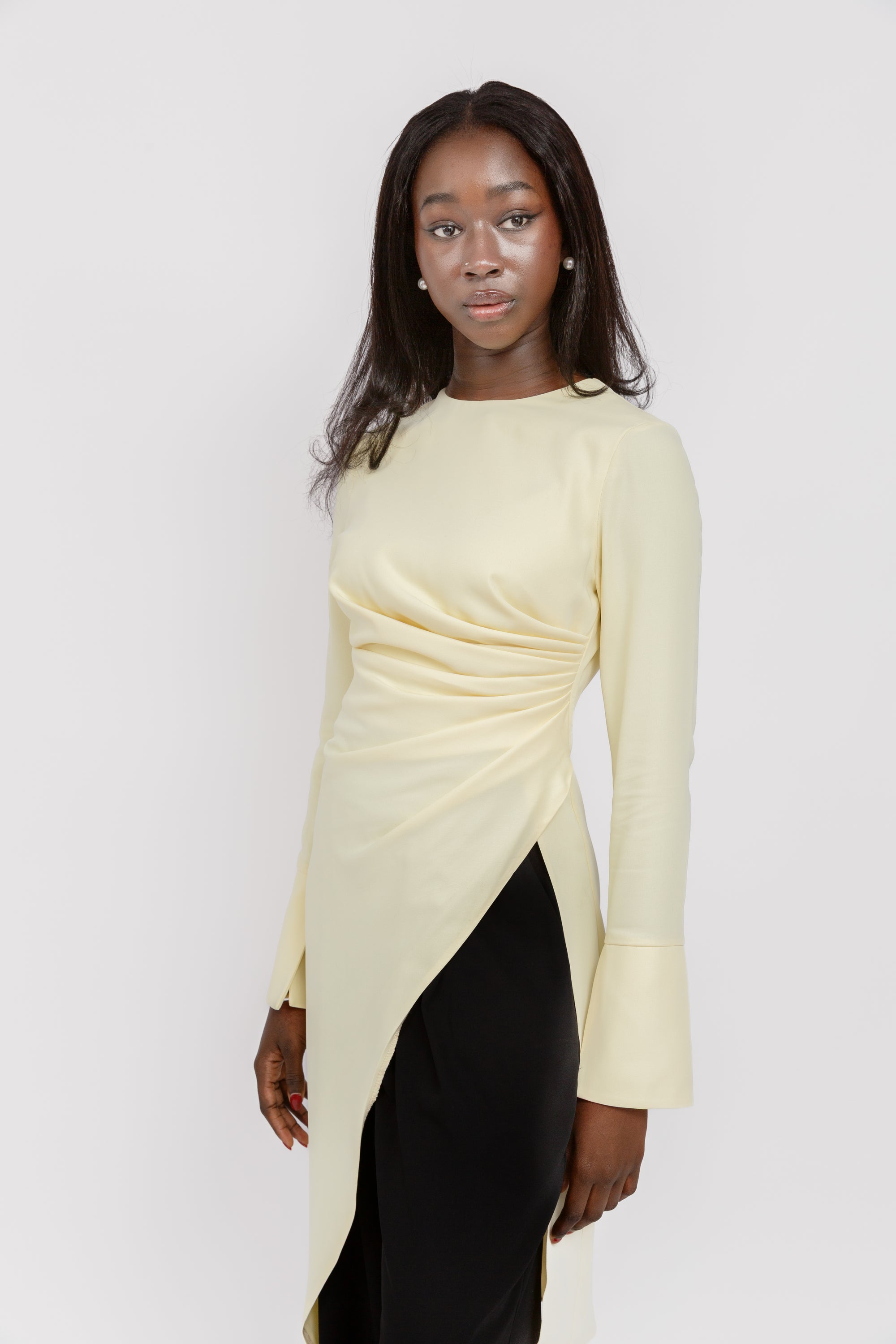 Butter Yellow Asymmetric Slit Tunic *Restocks in June '26 - XS Butter Yellow Asymmetric Slit Tunic *Restocks in June '26 - XS