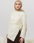 Buttercream Cotton Ruched Tunic - Final Sale
