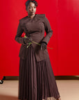 Espresso Pleated Chiffon Skirt - Final Sale