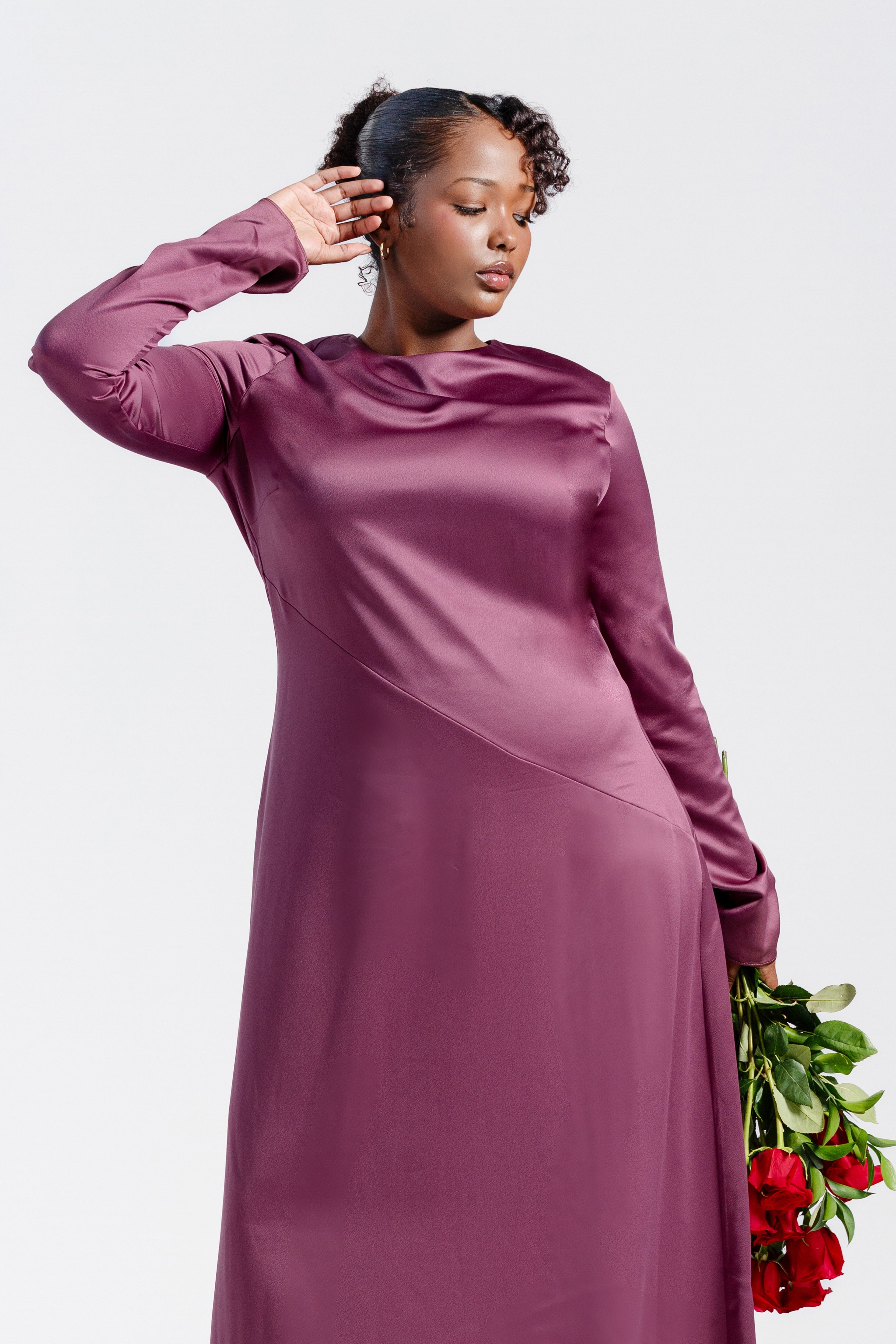 Plum Satin Slip Dress - Final Sale