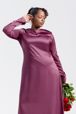 Load image into Gallery viewer, Plum Satin Slip Dress - Final Sale
