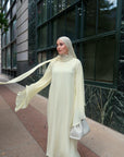 Butter Yellow Tie Neck Maxi Dress