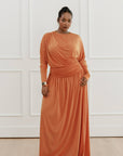 Orange Batwing Jersey Maxi Dress