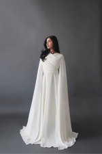 Load image into Gallery viewer, Eggshell White Cape Sleeve Gown
