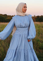 Load image into Gallery viewer, Ocean Blue Drop Waist Tiered Dress
