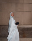 Sky Blue Chiffon Cape Tunic Set (3 pcs)- Final Sale