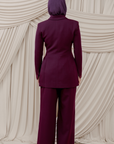 Plum Peplum Buttoned Blazer