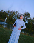Baby Blue Batwing Jersey Maxi Dress