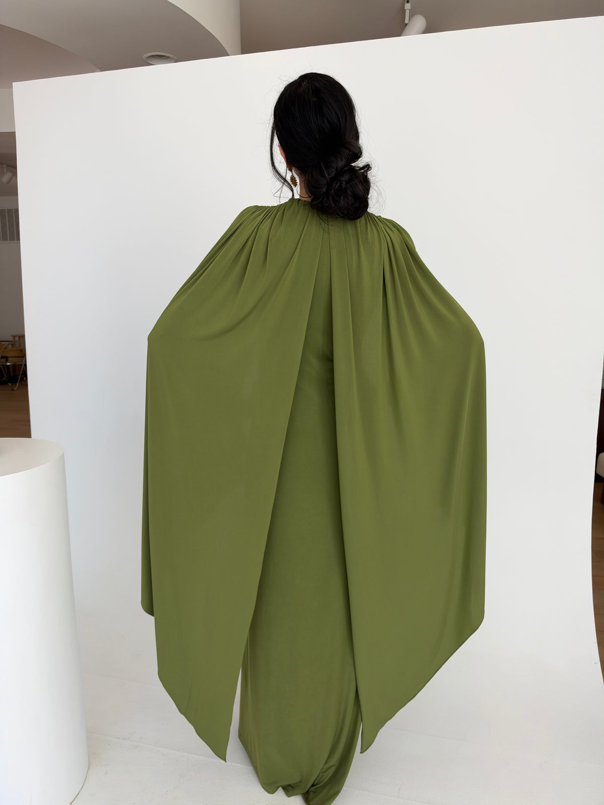 Fern Jersey Cape Gown