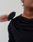 Black Draped Rose Tunic- Final Sale