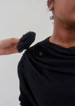 Load image into Gallery viewer, Black Draped Rose Tunic- Final Sale
