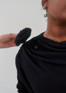 Black Draped Rose Tunic- Final Sale