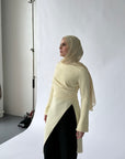 Butter Yellow Asymmetric Slit Tunic