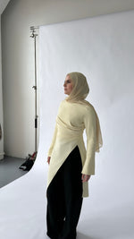 Load image into Gallery viewer, Butter Yellow Asymmetric Slit Tunic
