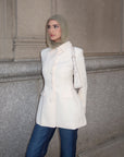 Cream Peplum Buttoned Blazer