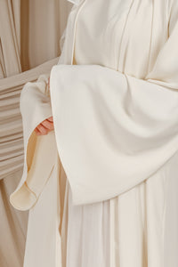 Cream Low Waisted Abaya Set (3 pcs)