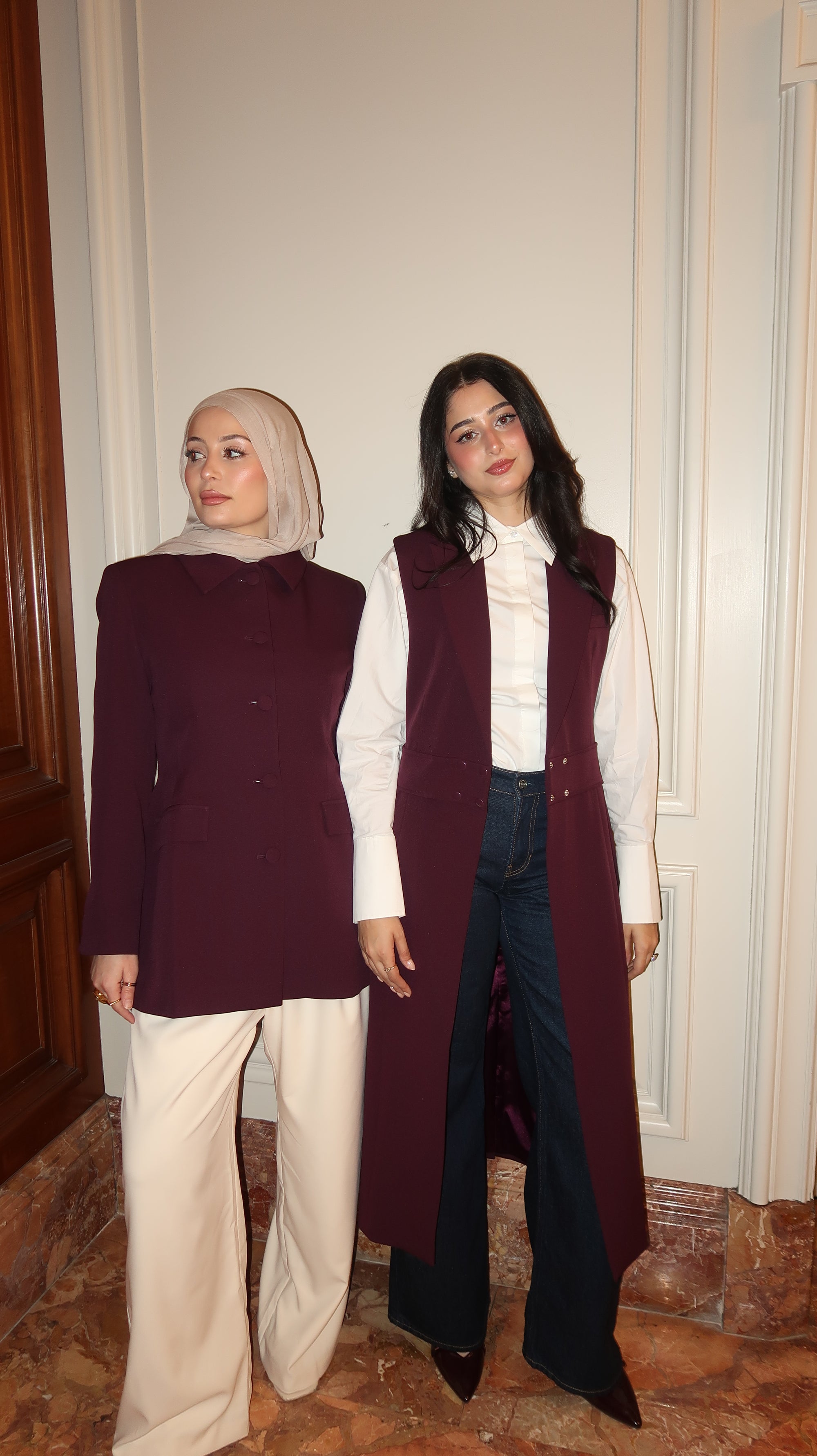 Plum Peplum Buttoned Blazer