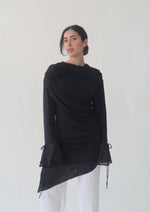 Load image into Gallery viewer, Black Draped Rose Tunic- Final Sale
