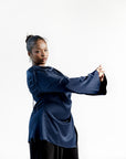 Navy Satin Ruched Tunic