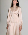 Vanilla Gold Embellished Satin Peplum Set